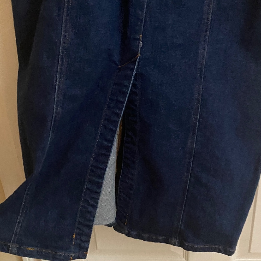 OAT Women's Fitted Denim Overall Button Dress Blue Size 14 - Picture 7 of 12